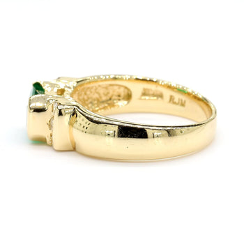 1.30 Carat Emerald Half Bezel East West Set 14K Gold Unisex Ring – Assay Jewelers