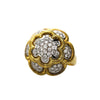 1.35 Carat Round Diamond Pave 18K Two Tone Gold Floral Dome Cocktail Ring