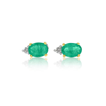 1.5 CTW Oval Emerald Stud Earrings & Diamond Tops 14K Gold – Assay Jewelers