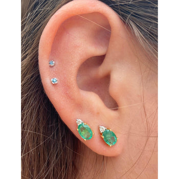 Oval Cut Natural Emerald Stud Earrings in 18K Solid Gold – Assay Jewelers