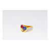 1.5 Carat Sapphire & Ruby with Diamond 18K Yellow Gold Crossover Statement Ring