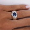 1.5 Carat Trillion Blue Sapphire & Diamond in 18K Gold Midi Ring