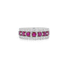 1.54 Carat Round Cut Ruby and Diamond Double-Row Eternity Band Ring