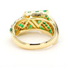1.55 Carat Emerald & Diamond in 18K Gold Bow Dome Design Band Ring