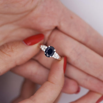 1.58 Carat Oval-Cut Blue Sapphire and Diamond Platinum Filigree Ring – Assay Jewelers
