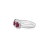 1.67 Carat Oval Cut Ruby and Diamond Three-Stone Band Ring