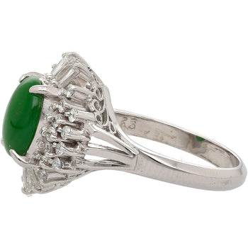 1.73 Carat Jadeite Jade Fei Cui & Diamond Halo Platinum Ballerina Filigree Ring – Assay Jewelers