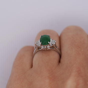 1.85 Carat Untreated Jadeite Jade and Diamond Platinum Ring HK Certified – Assay Jewelers