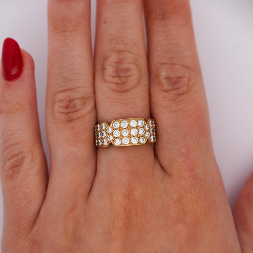 1.9 Carat Diamond Pave 18K Gold Unisex 8.5mm Curved Band Ring