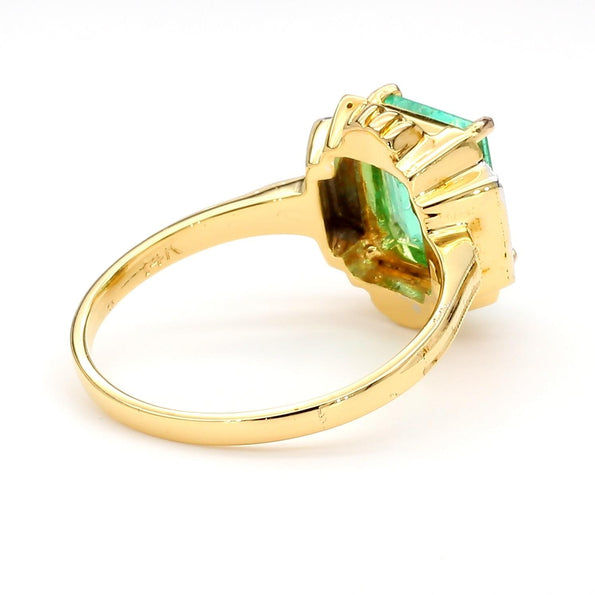2 Carat Colombian Emerald Diamond Cut 14K Gold Ring