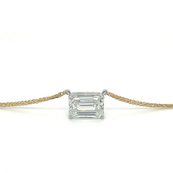 2 Carat Emerald Cut Lab Grown Diamond Floating Necklace 14K Gold 2-Tone Setting – Assay Jewelers
