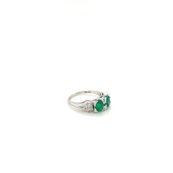 2-Stone 0.92CT TW Round Cut Natural Emerald Ring in 18k White Gold – Assay Jewelers