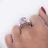 20.96 Carat Oval Light Pink Kunzite & Diamond in Platinum Filigree Cocktail Ring