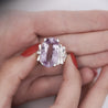 20.96 Carat Oval Light Pink Kunzite & Diamond in Platinum Filigree Cocktail Ring