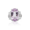 20.96 Carat Oval Light Pink Kunzite & Diamond in Platinum Filigree Cocktail Ring