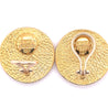 22k Gold Vintage Roman Coin Motif Round Earrings Signed Denise Roberge