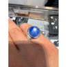 25 Carat GRS Certified No Heat Cabochon Cut Blue Star Sapphire Ring With Trapezoid Cut Diamonds