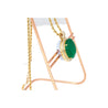 28.56 Carat Oval Cut Emerald & Diamond Halo 18K Gold Pendant Necklace