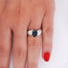 2.03 Carat Oval Cut Sapphire with Diamond Accent Bypass Platinum Ring