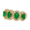 2.11 Carat Oval Cut Emerald and Diamond Wedding Band in 18K Gold