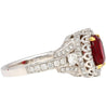 2.20 carat Vivid Red Oval Cut Ruby & Diamond Retro Regal Style Vintage Ring