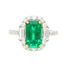 2.22ct Emerald Cut Colombian Emerald & Baguette Diamond Ring