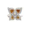 Bague motif papillon en diamants blanc et orange de 2,26 carats