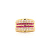 2.28 Carat Square Ruby & Diamond Channel Set 18K Gold Multi-Row Ring