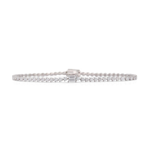 2.4 Carat Round and Baguette Lab Grown Diamond Tennis Bracelet