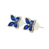 2.50 Carat Blue Sapphire Marquise Flower 18K White Gold Stud Earrings