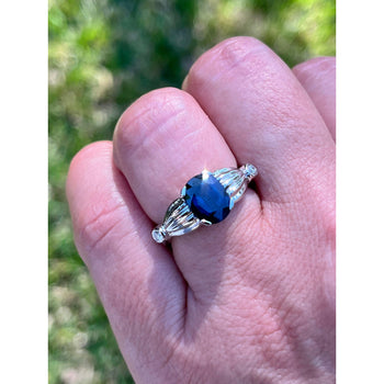 2.50 Carat Oval Cut Blue Sapphire in 14k White Gold Ring – Assay Jewelers
