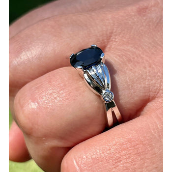 2.50 Carat Oval Cut Blue Sapphire in 14k White Gold Ring – Assay Jewelers