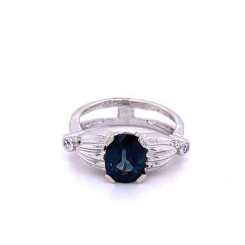 2.50 Carat Oval Cut Blue Sapphire in 14k White Gold Ring – Assay Jewelers