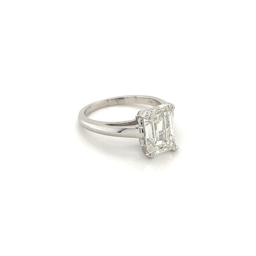 VS1 Emerald Cut Lab Grown Diamond Ring in 14k White Gold | IGI Certified