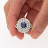 2.56 Carat No Heat Kashmir Blue Sapphire in Platinum Diamond Halo Ring