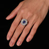 2.56 Carat No Heat Kashmir Blue Sapphire in Platinum Diamond Halo Ring