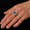 2.56 Carat No Heat Kashmir Blue Sapphire in Platinum Diamond Halo Ring
