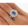 2.56 Carat No Heat Kashmir Blue Sapphire in Platinum Diamond Halo Ring