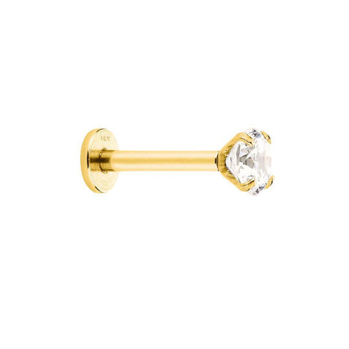 2.5mm Diamond in 14K Gold Flat Back Singe Stud Earring