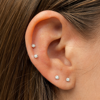 2.5mm Tiny Natural Diamond Stud Earrings in 925 Sterling Silver – Assay Jewelers