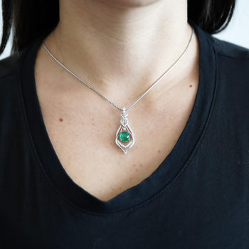 2.81 Carat Cabochon Emerald and Diamond Nouveau Pendant Necklace – Assay Jewelers