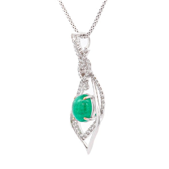 2.81 Carat Cabochon Emerald and Diamond Nouveau Pendant Necklace – Assay Jewelers