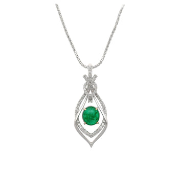 2.81 Carat Cabochon Emerald and Diamond Nouveau Pendant Necklace – Assay Jewelers