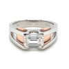 2.87 Carat Emerald Cut Lab Grown Diamond Mens Ring in 2-Tone Rose/White Gold