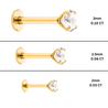 3mm Diamond 14K Gold Flat Back Single Stud Earring