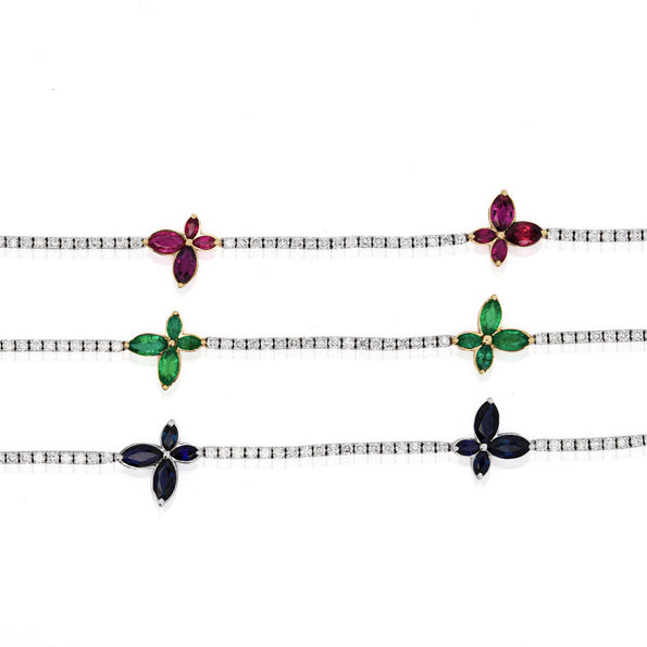 3-4 Carat Butterfly Charm Diamond & Precious Gem Tennis Bracelet