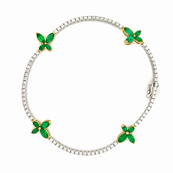 3-4 Carat Butterfly Charm Diamond & Precious Gem Tennis Bracelet