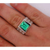 3 Carat Colombian Emerald Platinum Mens Link Ring