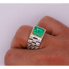 3 Carat Colombian Emerald Platinum Mens Link Ring