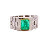 3 Carat Colombian Emerald Platinum Mens Link Ring